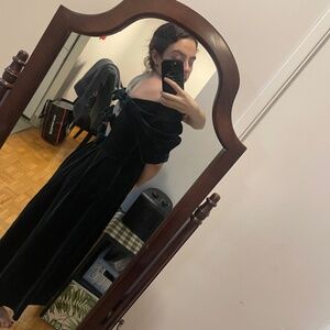 Laura Ashley dark green velvet dress